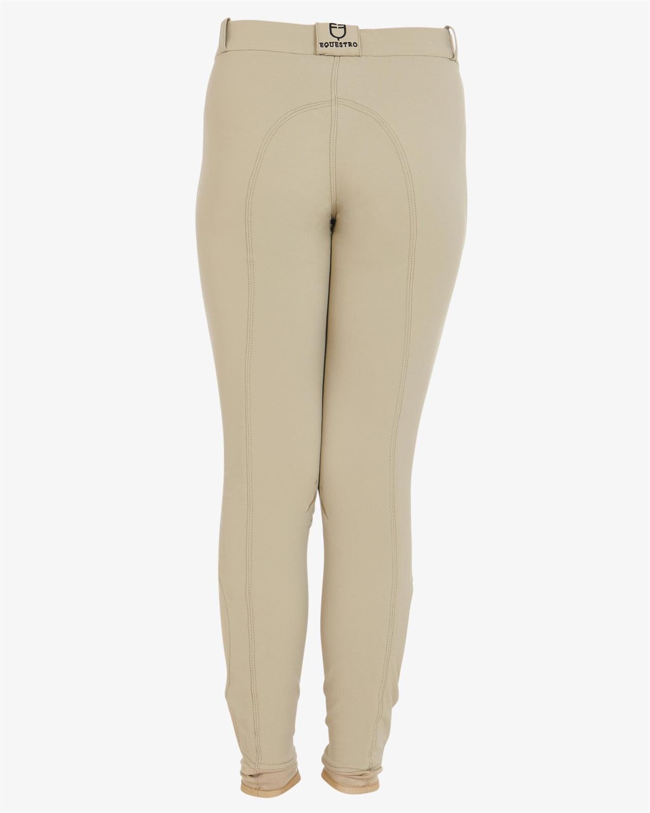 Pantalón unisex EQUESTRO color beige, grip rodilla, tallaje infantil - Imagen 4